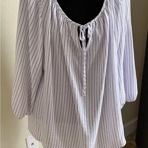 Women’s NWT NYCC White & Black Line Blouse Top Size 2X